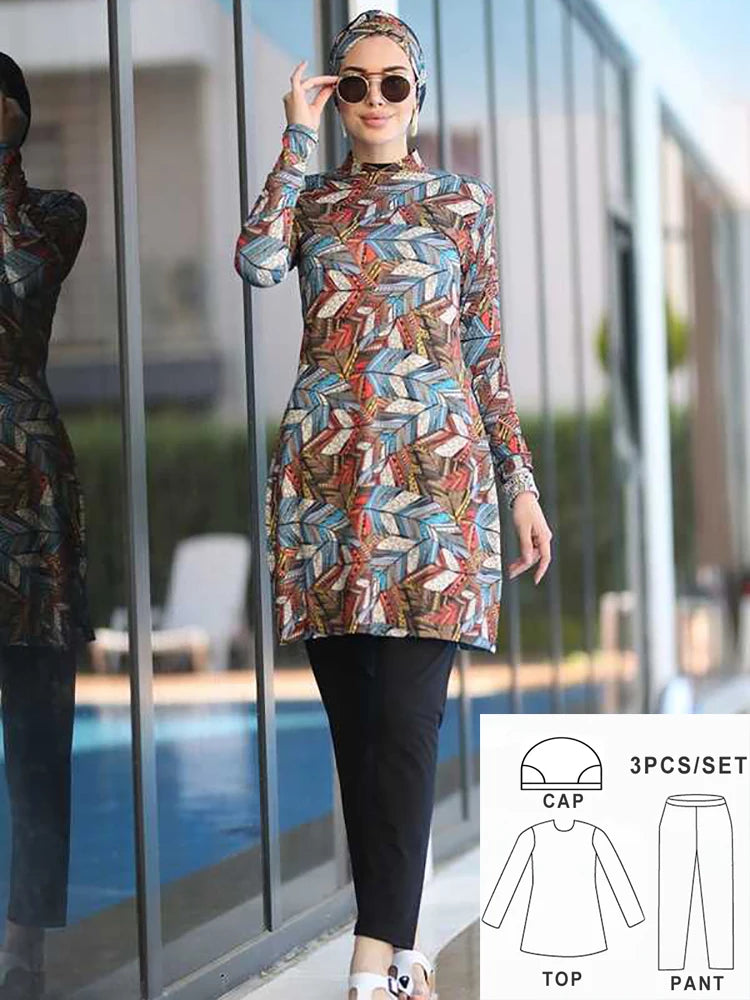 Burkini Fleuri 3 ou 4 Pièces UPF 50+ – vue produit 15