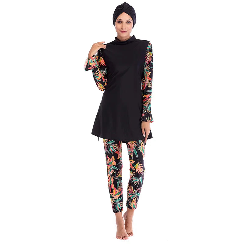 Burkini Grande Taille 3 Pièces – Imprimés Tropicaux – Tropical multicolore
