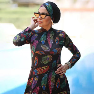 Burkini imprimé 3 ou 4 pièces avec étole – vue de détail 2
