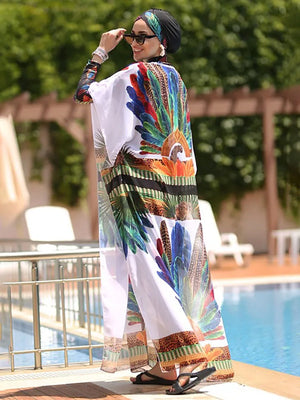Burkini imprimé 3 ou 4 pièces avec étole – vue de détail 5