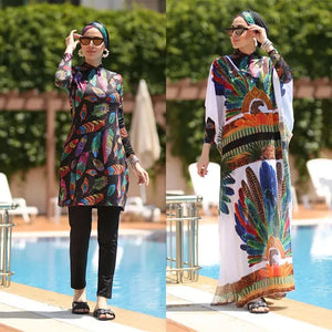 Burkini imprimé 3 ou 4 pièces avec étole – vue principale