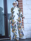 Burkini Robe Grande Taille 4 Pièces – Botaniques – Floral blanc