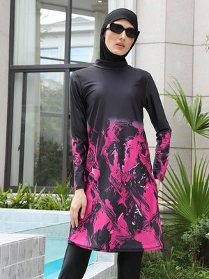 Burkini UPF 50+ Abstrait Rose 3 ou 4 Pièces – 3 pièces