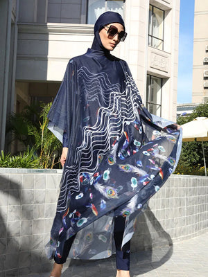Burkini UPF 50+ Paon Bleu 3 ou 4 Pièces – 4 pièces