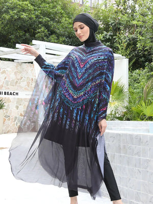 Burkini UPF 50+ Zigzag Multicolore 3 ou 4 Pièces – 4 pièces
