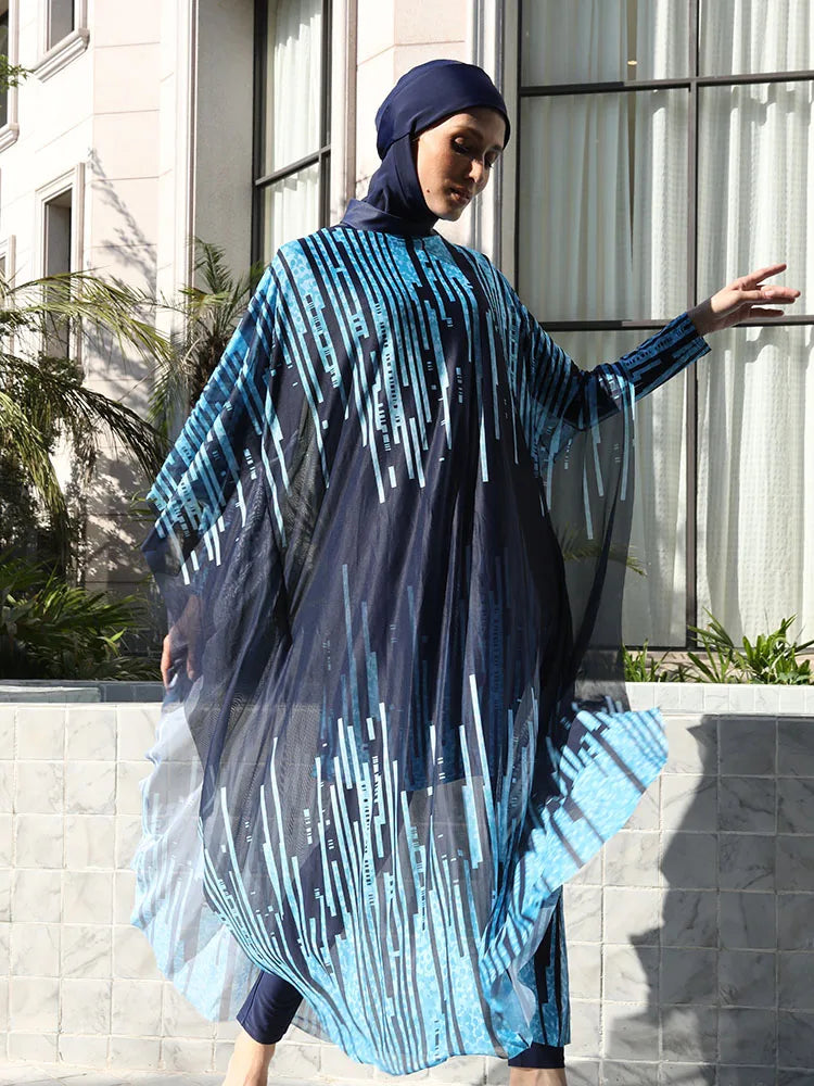Burkini UPF 50+ Dégradé Bleu 4 Pièces – Modèle unique
