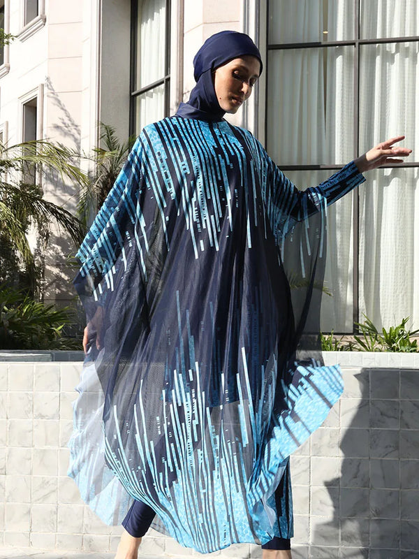 Burkini UPF 50+ Dégradé Bleu 4 Pièces – Modèle unique