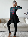 Burkini Robe Évasée 3 Pièces – Imprimés Graphiques – Graphique corail
