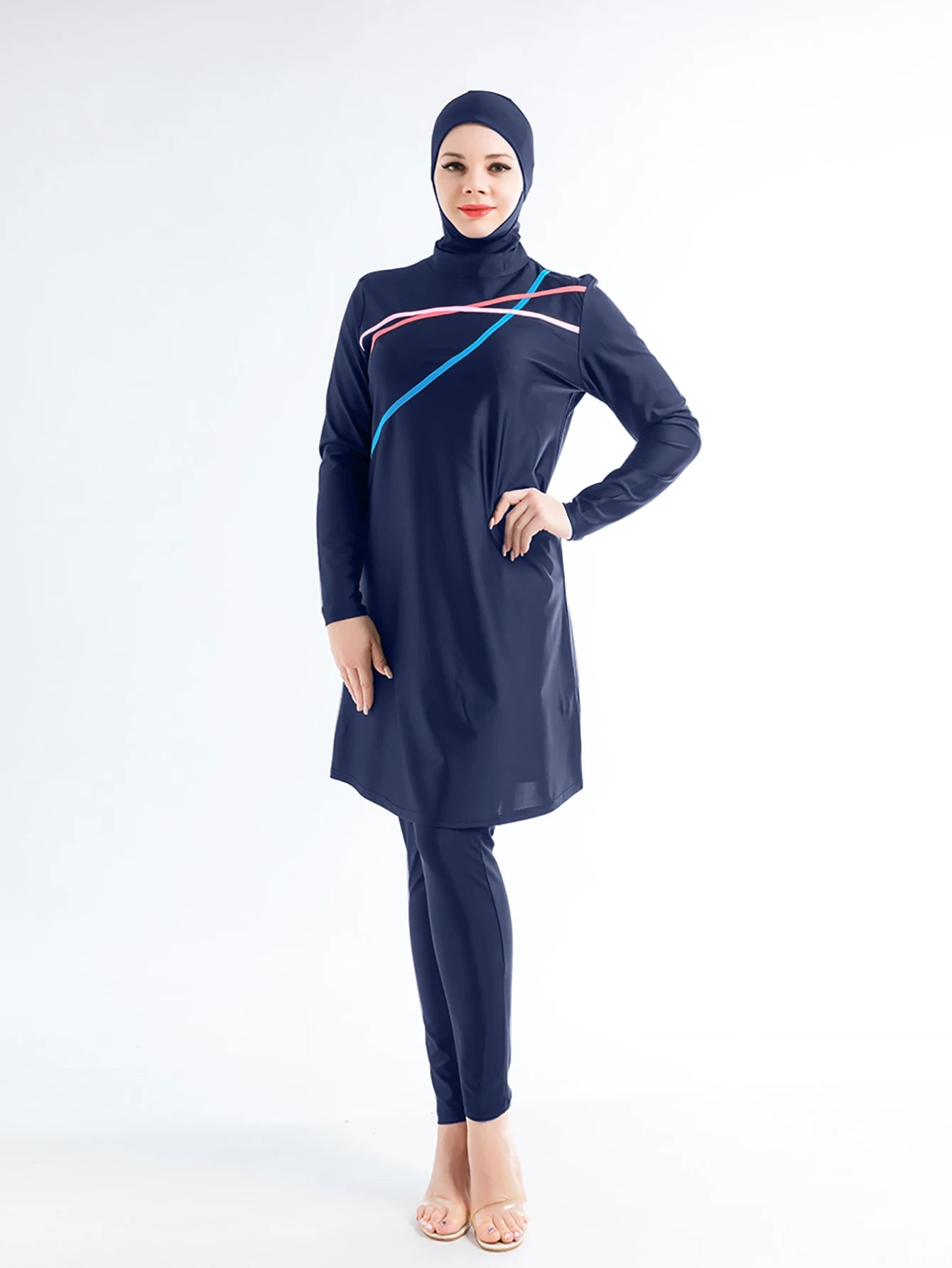 Burkini sport grande taille 3 pièces – bleu marine