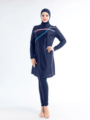 Burkini sport grande taille 3 pièces – bleu marine