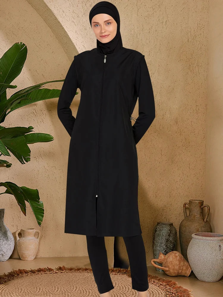Burkini zippé 3 pièces UPF 50+ – vue de détail 2
