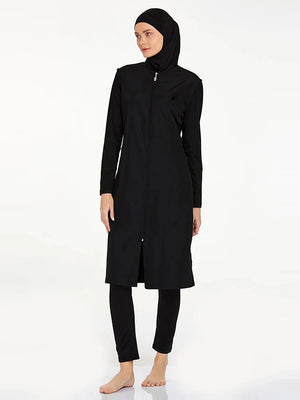 Burkini zippé 3 pièces UPF 50+ – noir