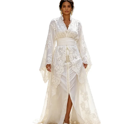 Caftan Mariage Takchita Dentelle Évasée – vue du modèle, image 2