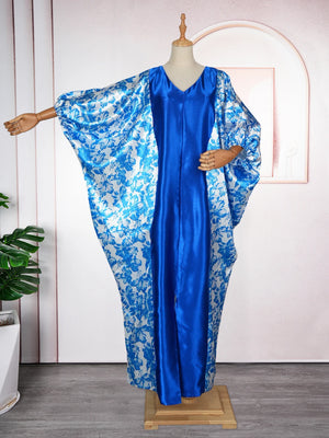 Caftan Marocain Satiné Multicolore – détail de la coupe