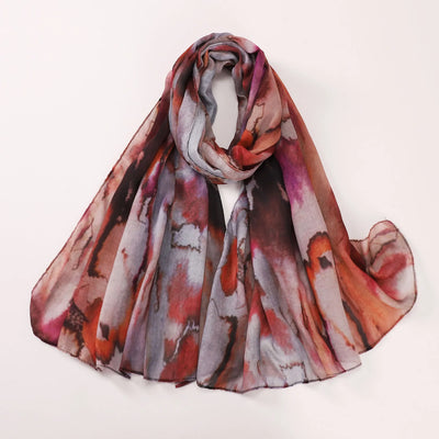 Hijab Bohème – Imprimé Abstrait Rouge et Gris en imprimé abstrait rouge et gris – Maison Layina