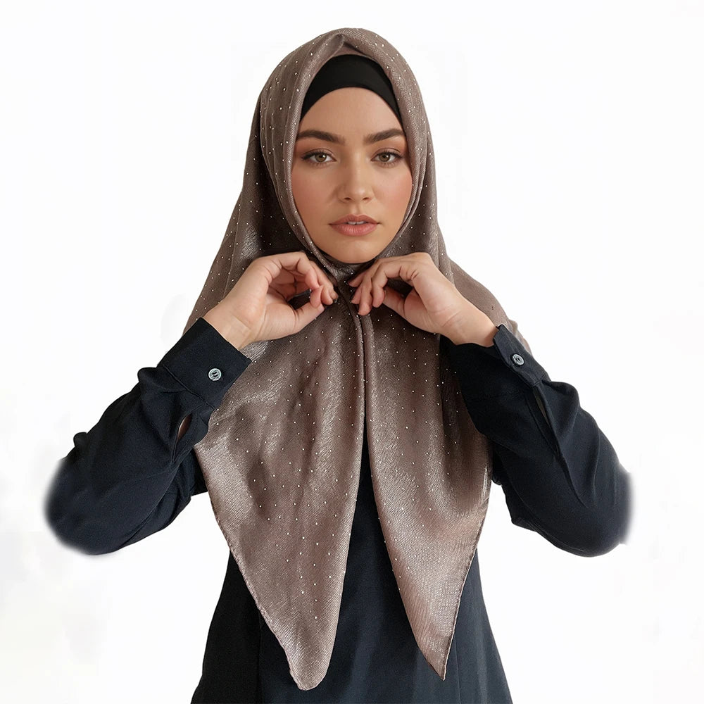 Hijab Carré Mousseline Strass Pour Femme – vue principale