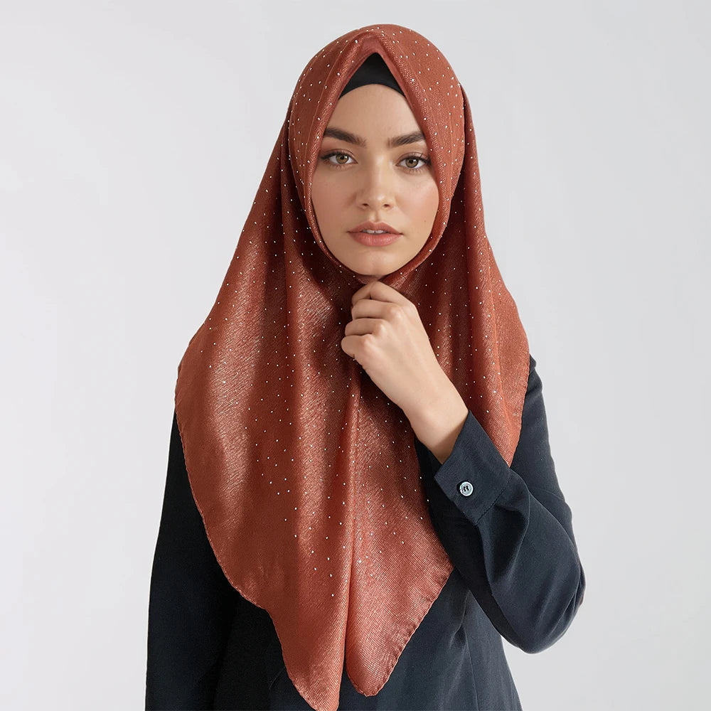 Hijab Carré Mousseline Strass Pour Femme – vue 2
