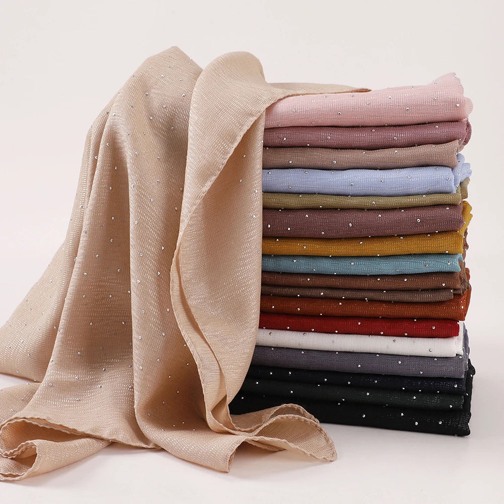 Hijab Carré Mousseline Strass Pour Femme – vue 5