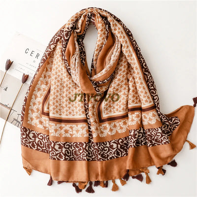 Hijab Coton Lin – Imprimé Léopard Camel en imprimé léopard camel – Maison Layina