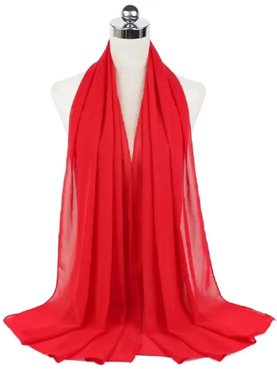 Hijab Mousseline Instantané – Rose, Rouge & Noir en rouge – Maison Layina
