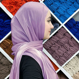Hijab Plissé Scintillant Malaisien – vue produit 2 – Maison Layina