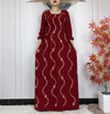 Abaya africaine bordeaux en coton brodée – vue de face