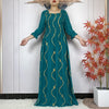 Abaya africaine vert émeraude en coton brodée – vue de face
