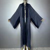 Abaya kimono rétro bleu gris à franges – vue complète