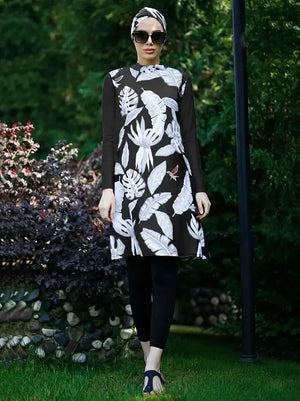 Burkini Feuilles Blanches 3 ou 4 Pièces – 4 pièces