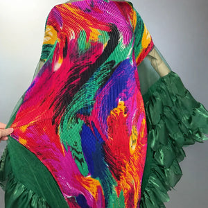 Tissu plissé du caftan multicolore vert – détail