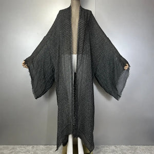 Kimono caftan gris anthracite texturé – vue complète