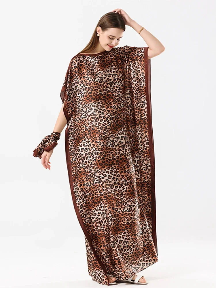 Robe Imprimée Animal Turquoise – vue principale – Maison Layina