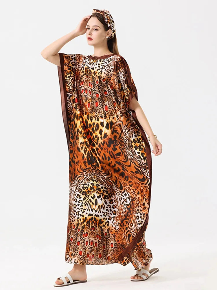 Robe Imprimée Léopard Brun – vue principale – Maison Layina