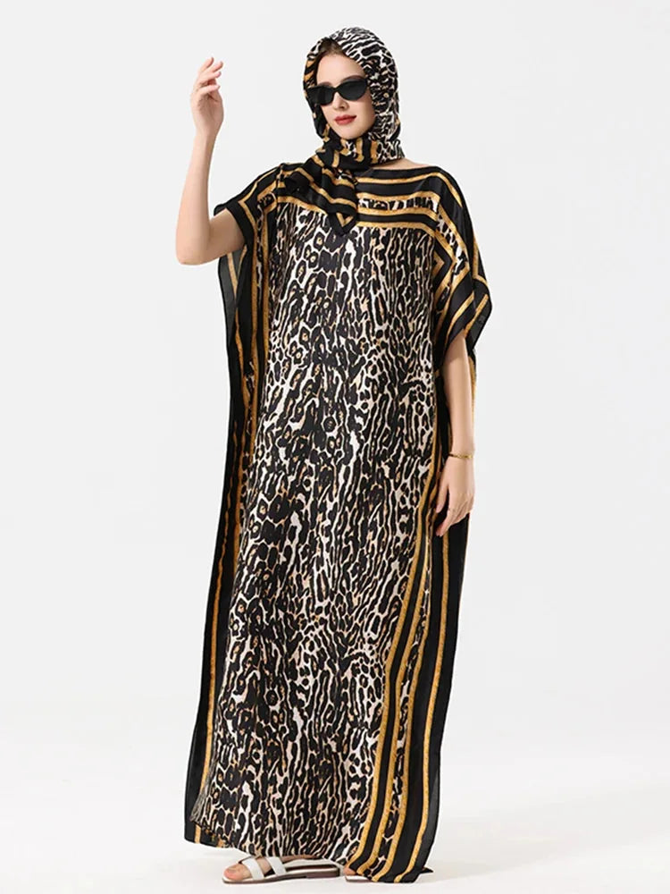 Robe Imprimée Léopard Camel – vue principale – Maison Layina