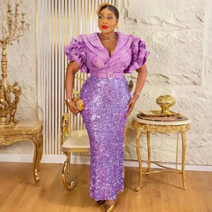 Robe Orientale Africaine de Soirée Pailletée – vue principale