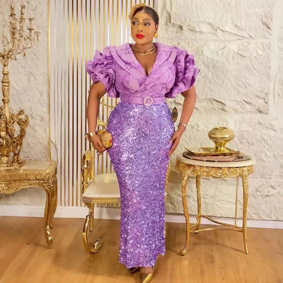 Robe Orientale Africaine de Soirée Pailletée – vue principale