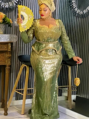 Robe Orientale Africaine Pailletée Grande Taille – vue 5