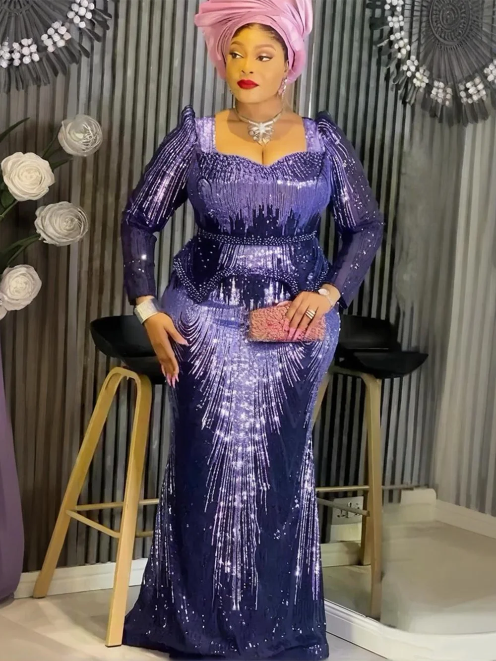 Robe Orientale Africaine Pailletée Grande Taille – vue 6