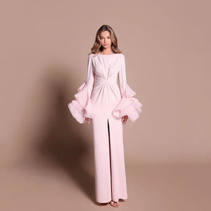 Robe Orientale Rose Sirène Manches Longues – vue produit 1 – Maison Layina